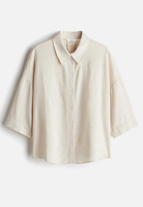 H&M - Linen-blend shirt - light beige 