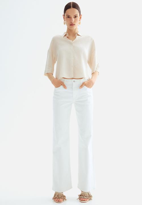 H&M - Linen-blend shirt - light beige 