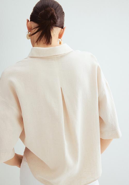 H&M - Linen-blend shirt - light beige 