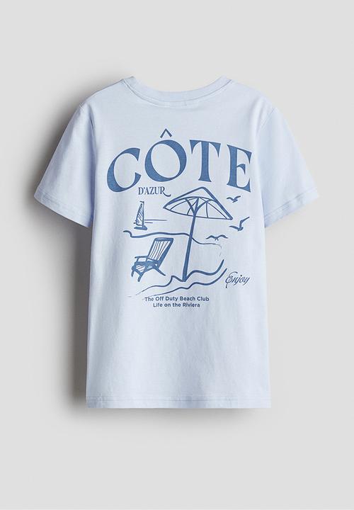 H&M - Printed T-shirt - light blue/enjoy