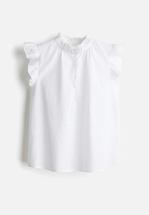 H&M - Linen-blend blouse - white