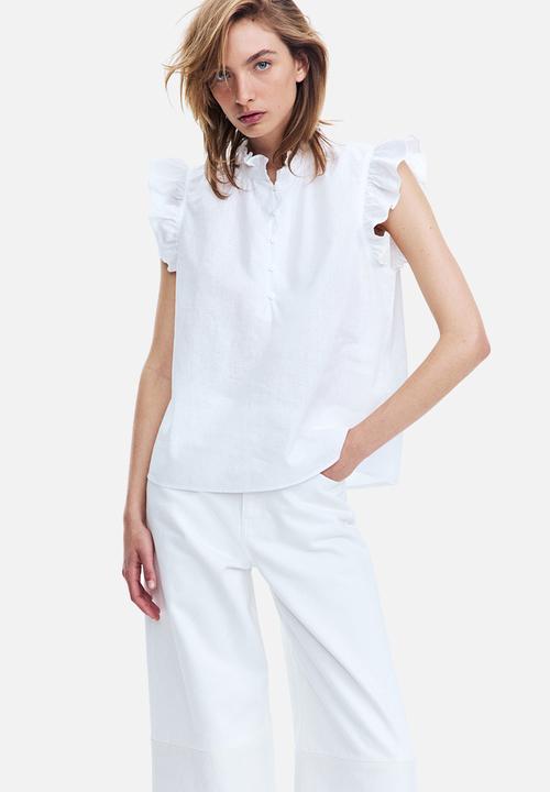 H&M - Linen-blend blouse - white