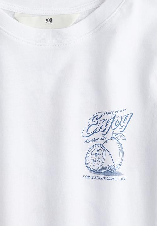 H&M - Printed T-shirt -  white/enjoy