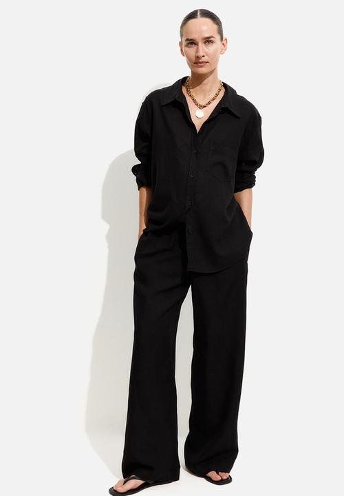 H&M - Mama before & after linen-blend trousers - black