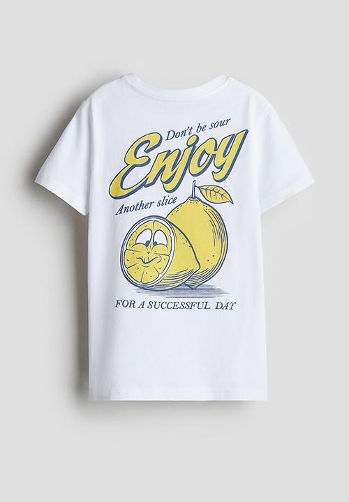 H&M - Printed T-shirt -  white/enjoy