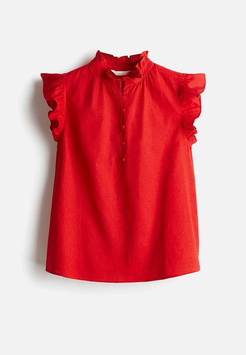 H&M - Linen-blend blouse - red