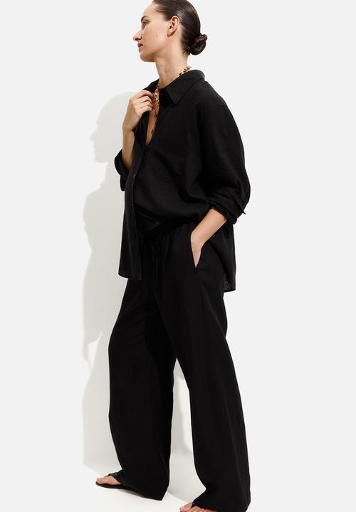 H&M - Mama before & after linen-blend trousers - black