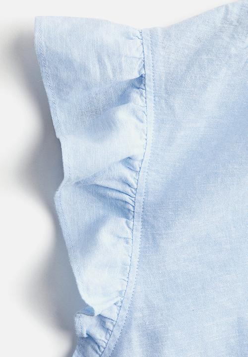H&M - Linen-blend blouse - light blue