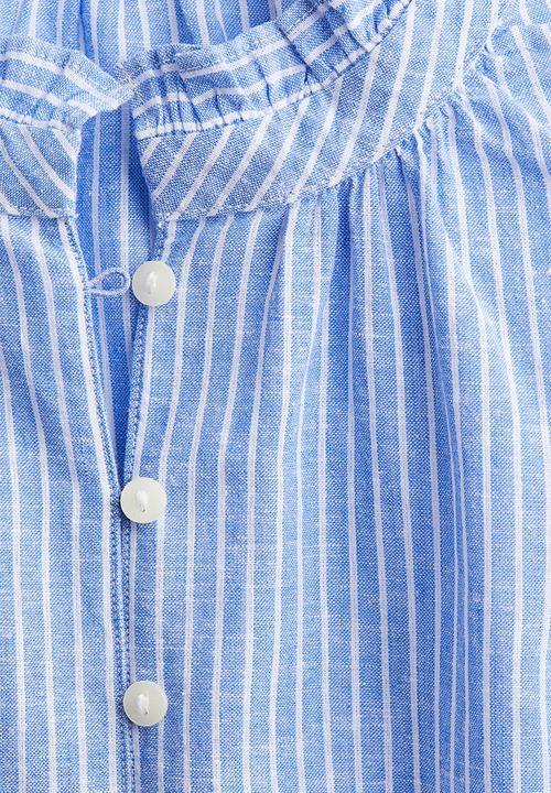 H&M - Linen-blend blouse - light blue striped