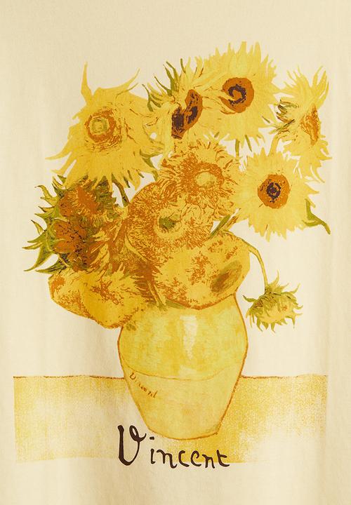 H&M - Oversized printed T-shirt - light yellow vincent van gogh