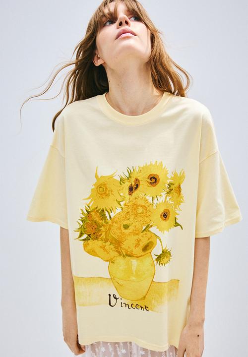 H&M - Oversized printed T-shirt - light yellow vincent van gogh