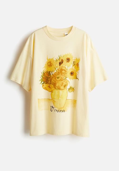 H&M - Oversized printed T-shirt - light yellow vincent van gogh