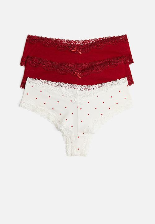 H&M - 3-Pack cotton and lace hipster briefs - multi