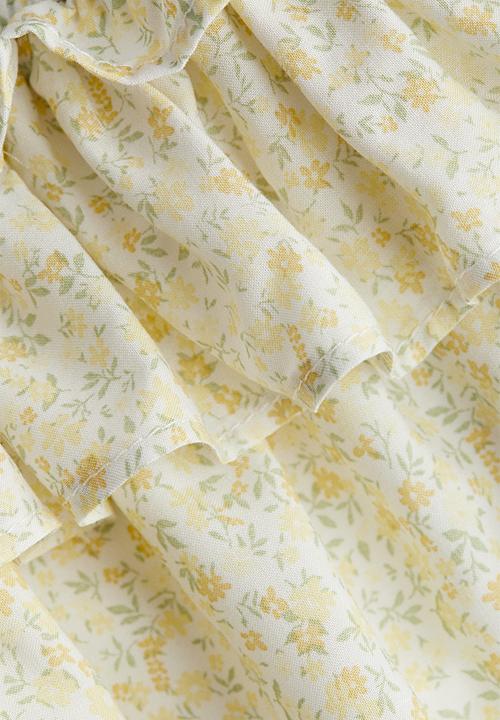 H&M - Tiered mini skirt - light yellow floral