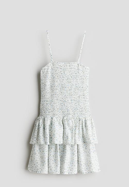 H&M - Smocked strappy dress - white/floral 