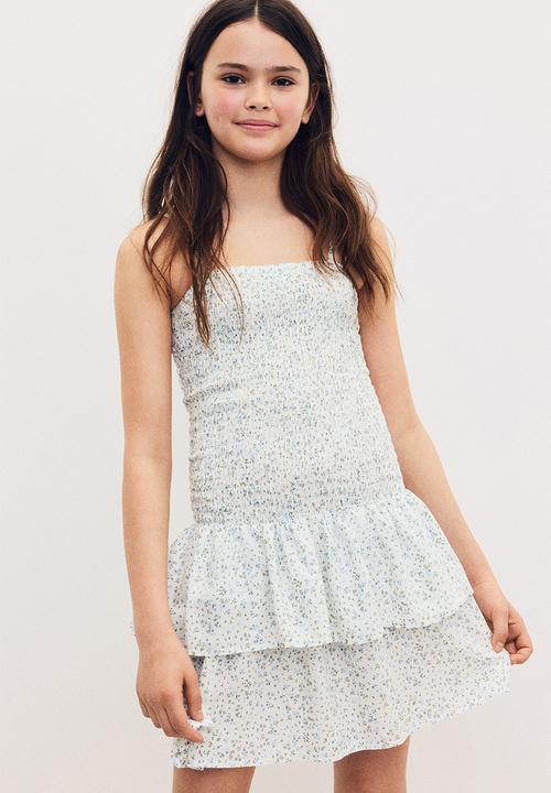 H&M - Smocked strappy dress - white/floral 