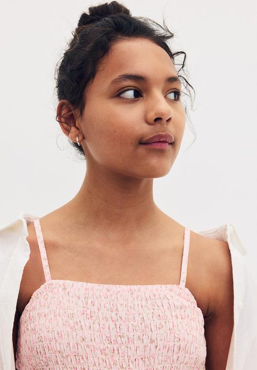 H&M - Smocked strappy dress - pink,multi