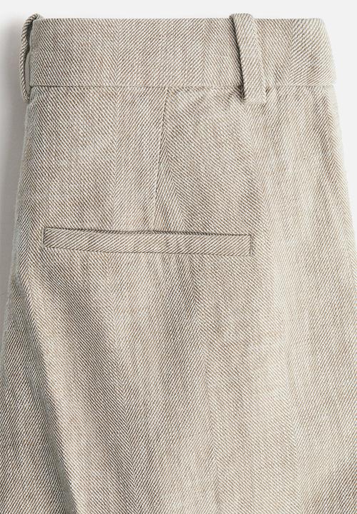 H&M - Wide linen-blend trousers - beige marl
