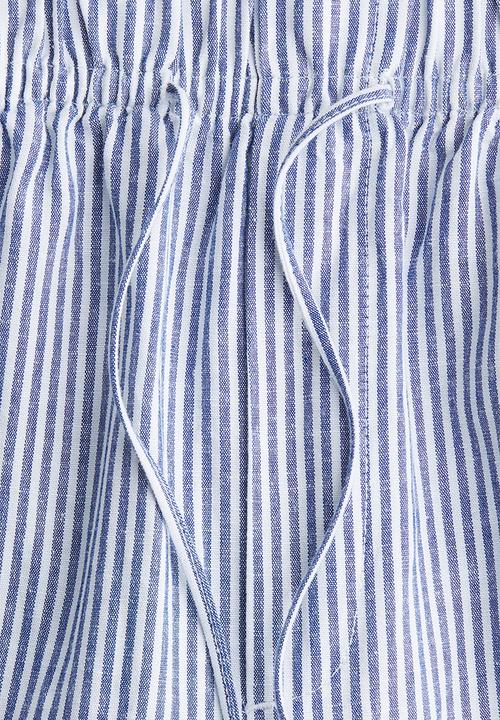 H&M - Linen-blend drawstring trousers - dark blue & white striped
