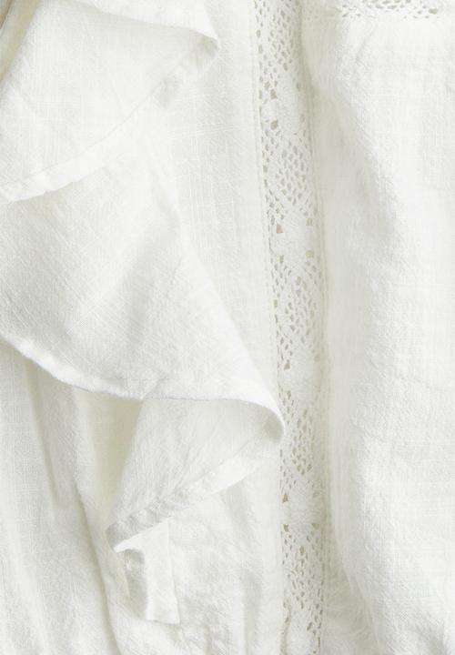 H&M - Flounce-trimmed cotton blouse - white