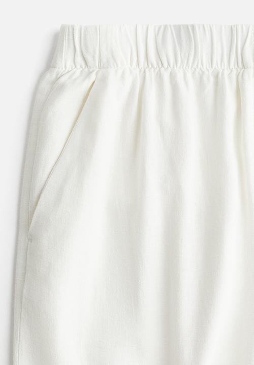 H&M - Wide linen-blend trousers - white