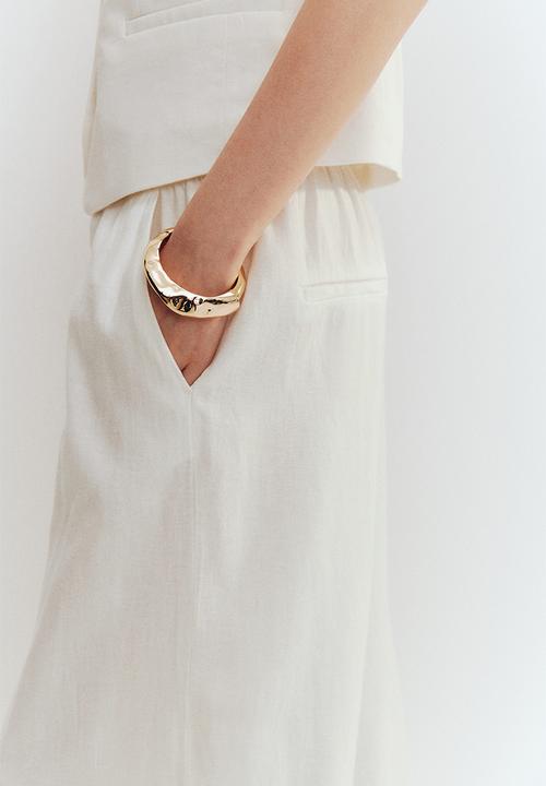H&M - Wide linen-blend trousers - white