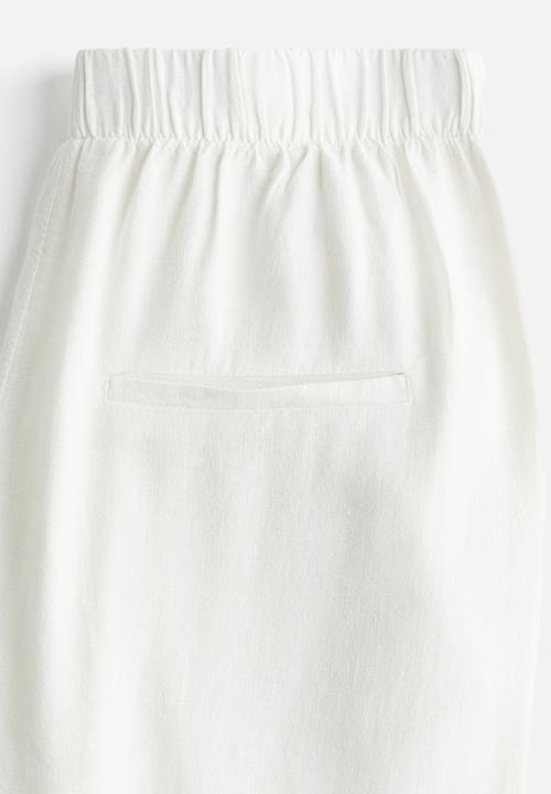 H&M - Wide linen-blend trousers - white