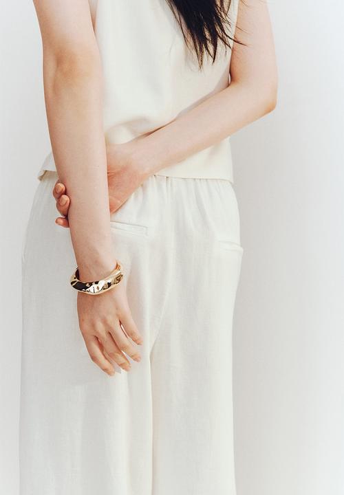 H&M - Wide linen-blend trousers - white