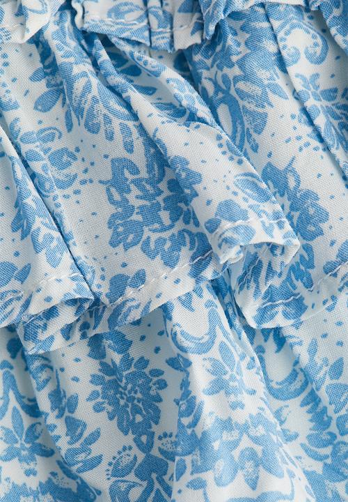H&M - Tiered mini skirt - light blue patterned
