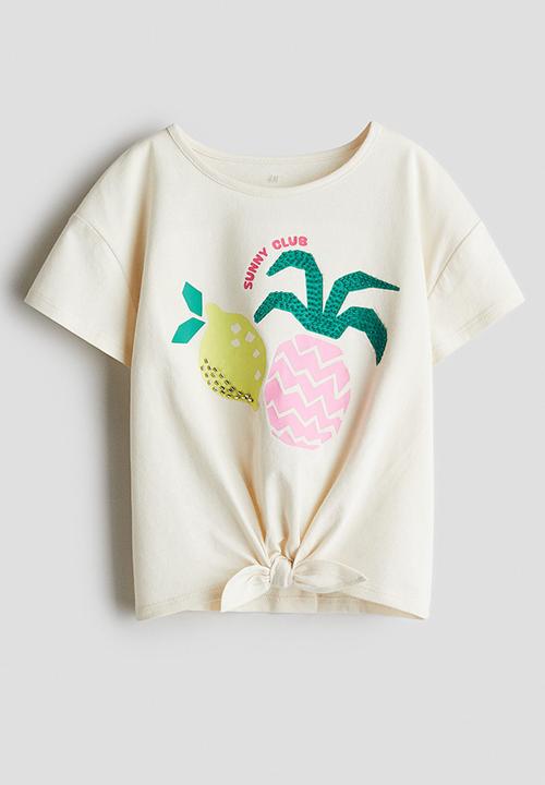 H&M - Bead-detail top - cream/sunny club