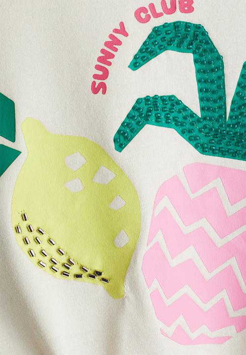 H&M - Bead-detail top - cream/sunny club