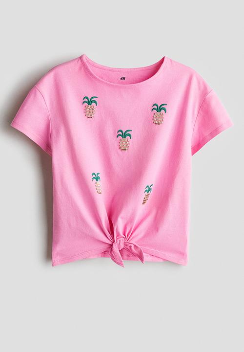 H&M - Bead-detail top -pink/pineapples 