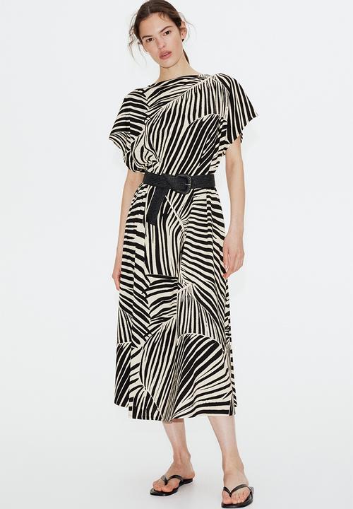 H&M - Waisted maxi dress - black patterned