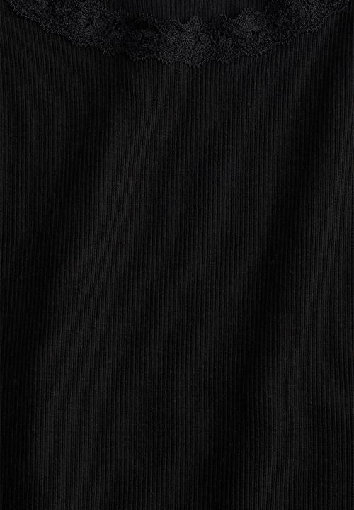 H&M - Lace-trimmed vest top - black