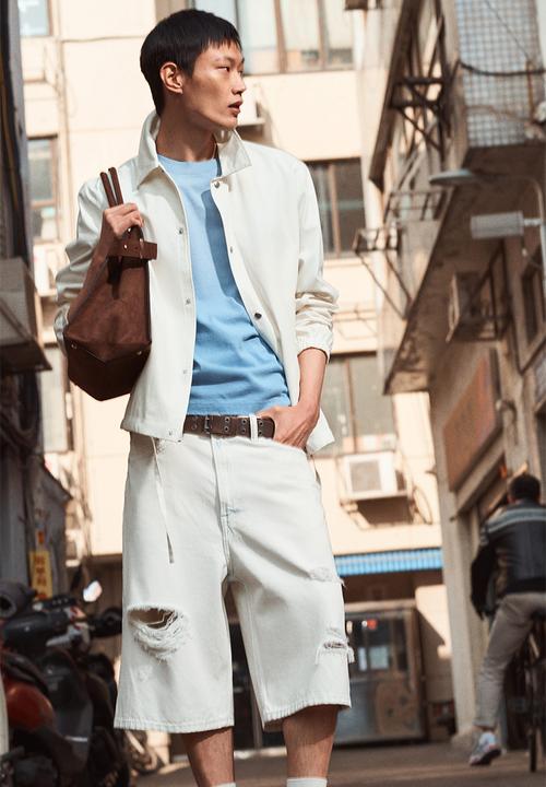 H&M - Baggy denim shorts - white