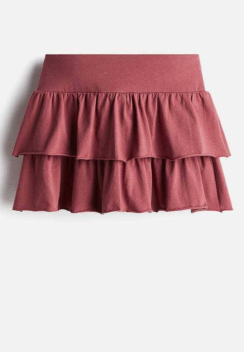 H&M - Tiered jersey mini skirt - dusty pink