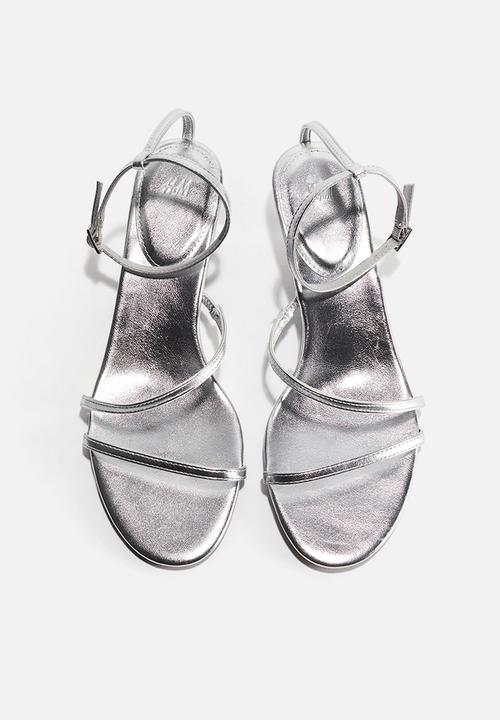 H&M - Heeled strappy sandals - silver-coloured