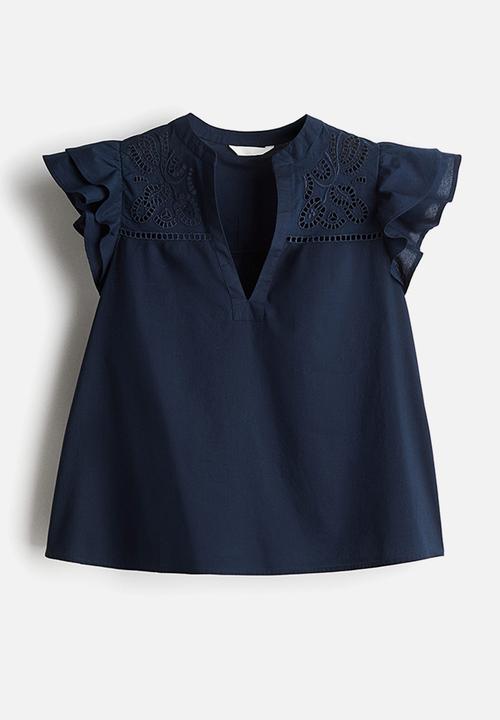 H&M - Broderie anglaise blouse - navy blue