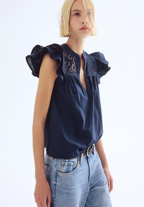 ALEXIA STAM Cotton Gauze Blouse ネイビー ALEXIA STAM（アリシアスタン）の「Cotton Gauze Blouse/コットン