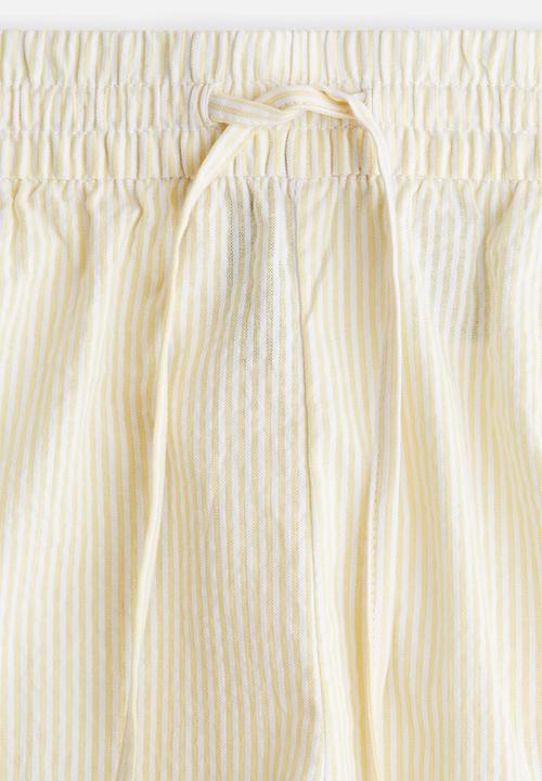 H&M - Seersucker drawstring trousers - light yellow striped