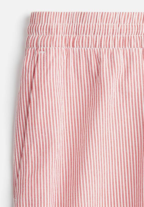 H&M - Seersucker drawstring trousers - red & white striped