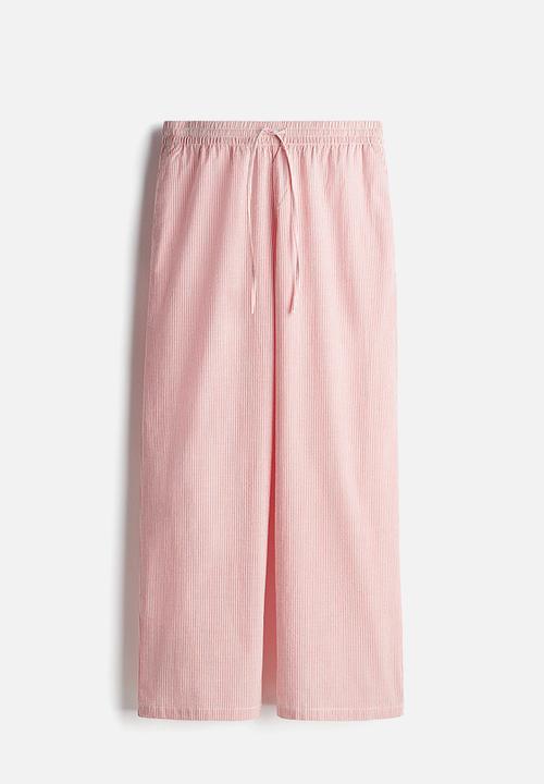 H&M - Seersucker drawstring trousers - red & white striped