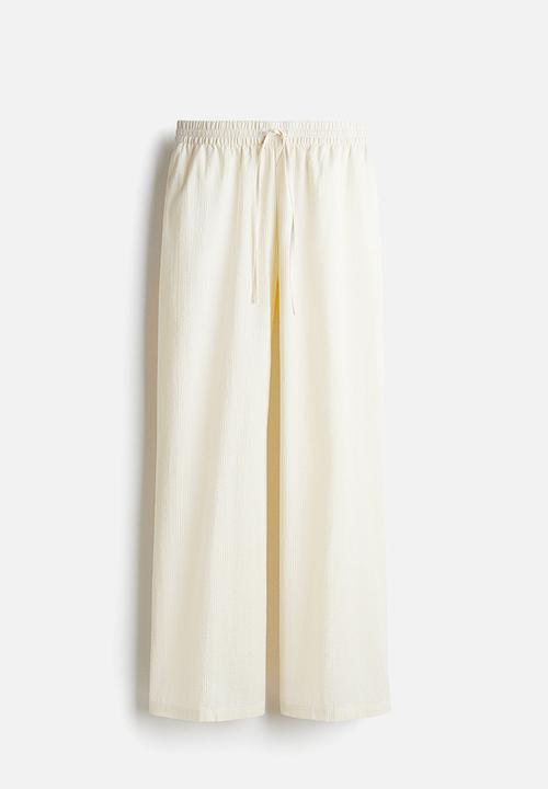 H&M - Seersucker drawstring trousers - light yellow striped