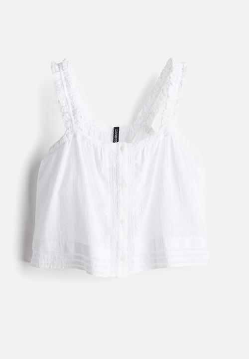 H&M - Lace-detail strappy top - white