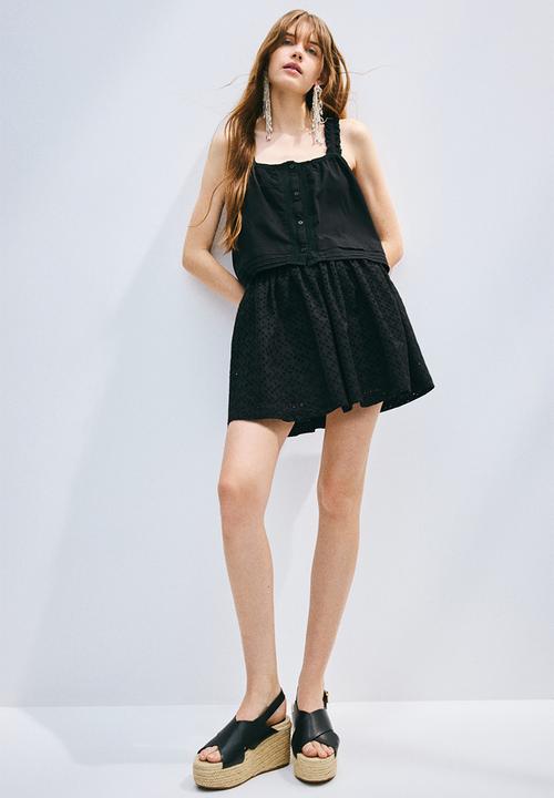 H&M - Lace-detail strappy top - black