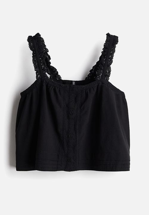 H&M - Lace-detail strappy top - black