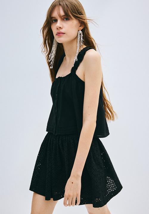 H&M - Lace-detail strappy top - black
