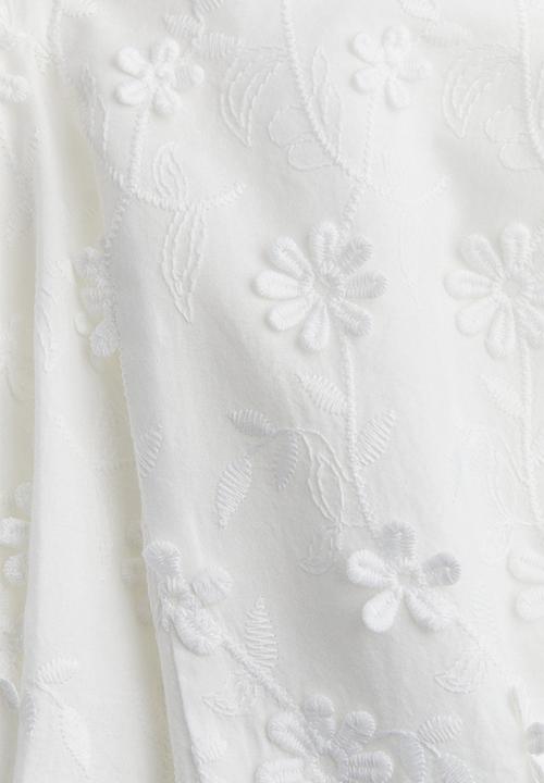 H&M - Appliquéd cotton dress - white