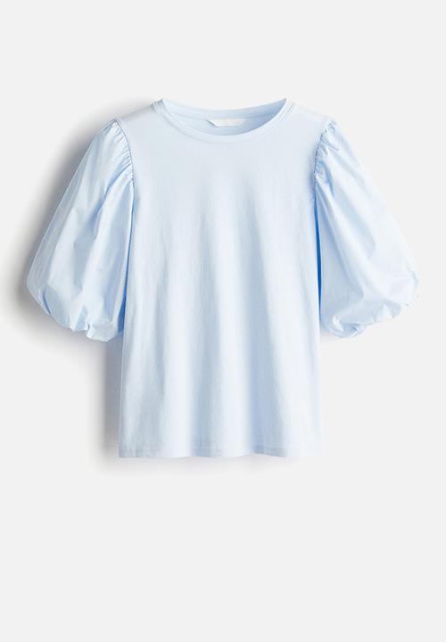 H&M - Balloon-sleeved top - light blue