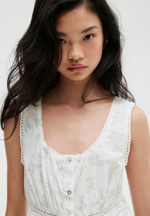 H&M - Peplum vest top - white floral 